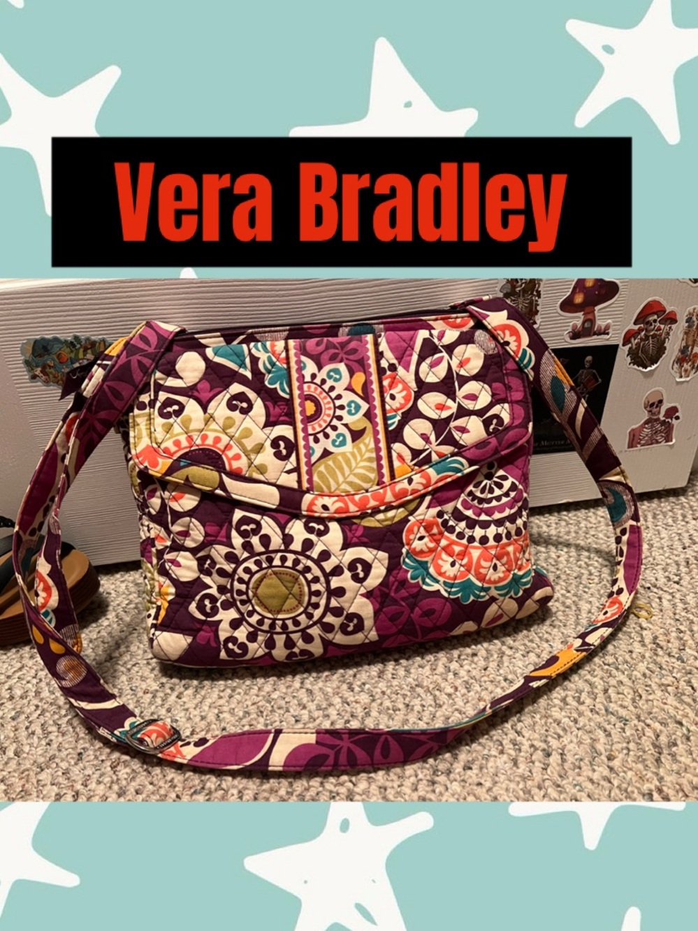 Vera Bradley Purple Floral Quilted Crossbody Bag